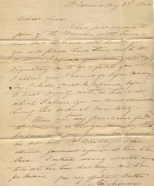 An old handwritten letter from 1844 clipart