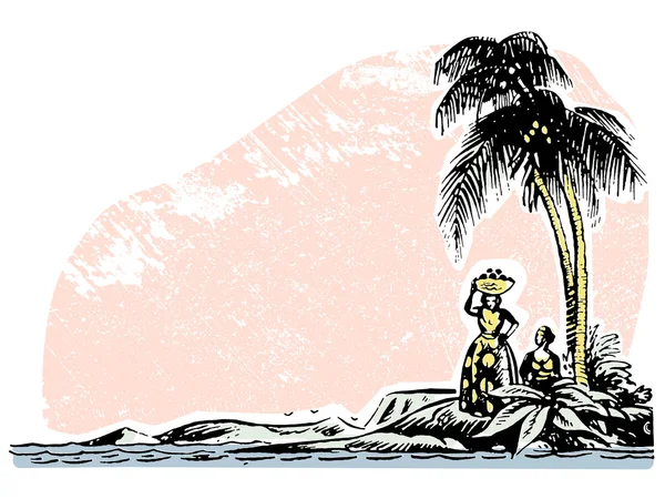 Eine Illustration von palmenbedeckten Stränden — Stockfoto