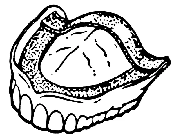 Uma versão em preto e branco de uma impressão vintage de dentaduras — Fotografia de Stock