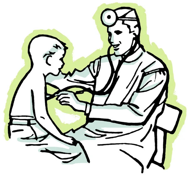 Un dibujo vintage de un médico teniendo una consulta —  Fotos de Stock