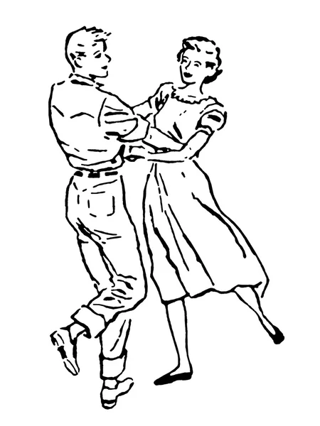 Uma versão em preto e branco de uma ilustração de um casal dançando — Fotografia de Stock