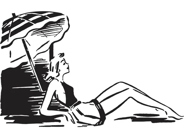 Eine Schwarz-Weiß-Version eines Retro-Bildes einer Frau beim Sonnenbaden — Stockfoto