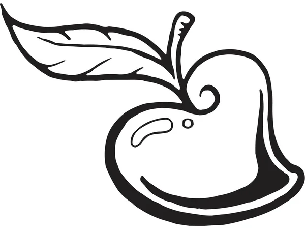 Versione in bianco e nero di una mela a forma di cuore — Foto Stock