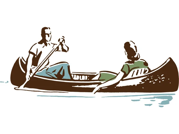 Couple in canoe — Stock Photo, Image