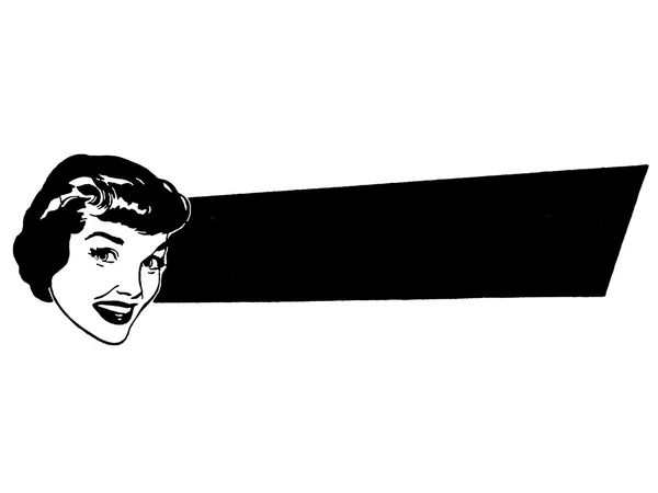 Eine Schwarz-Weiß-Version eines Vintage-Porträts einer Frau und eines Schildes — Stockfoto
