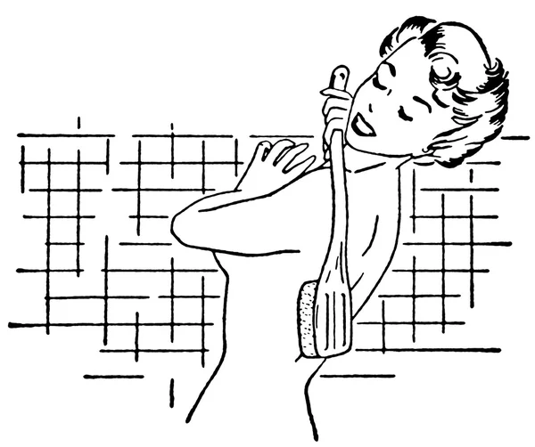 Wersję czarno-biały wzór portret kobiety pod prysznicem — Zdjęcie stockowe