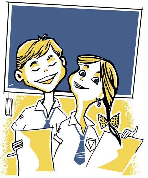 Uma ilustração de dois jovens escolares — Fotografia de Stock