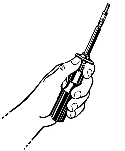 Eine schwarz-weiße Version einer Vintage-Zeichnung eines Schraubenziehers — Stockfoto
