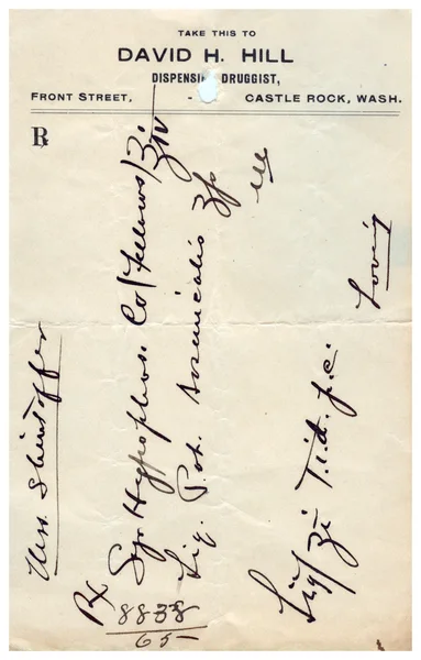Vintage el yazısıyla tıbbi reçete — Stok fotoğraf