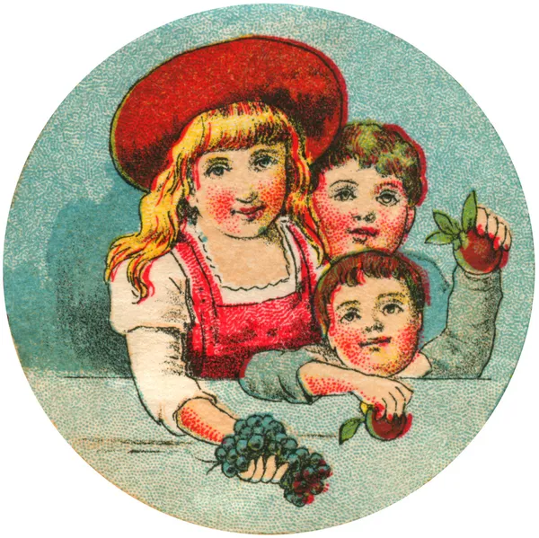 Antique image of three children — Stock Photo, Image