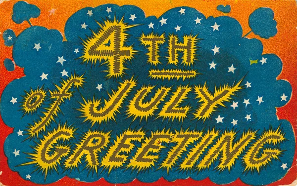 4. Juli Vintage Postkarte mit Feuerwerk — Stockfoto