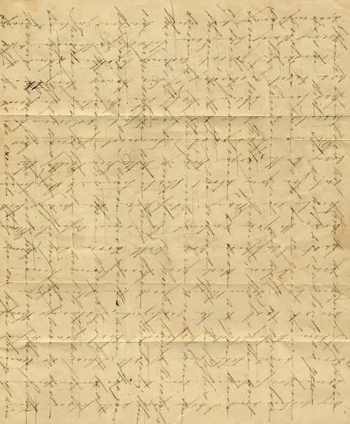Een vintage brief vervaagd handschrift en vouw merken — Stockfoto
