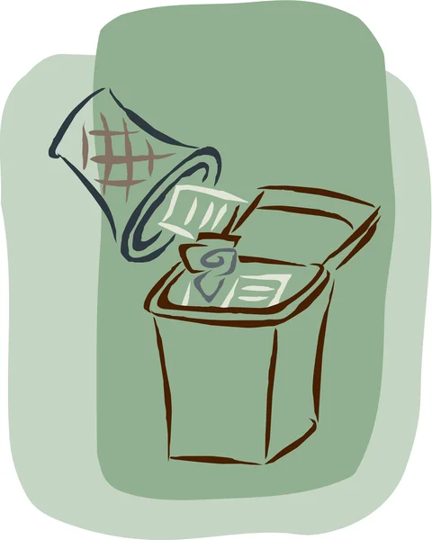 Les papiers sont transférés à la poubelle de recyclage — Photo