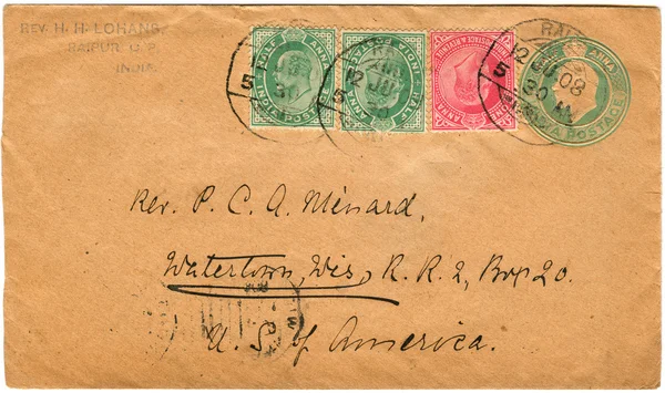 Wzór koperty ze znaczkami — Zdjęcie stockowe