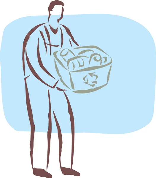 Ein Mann trägt eine Schachtel mit Wertstoffen — Stockfoto