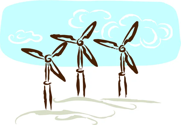 Ветряные турбины, стоящие против голубого неба Лицензионные Стоковые Изображения