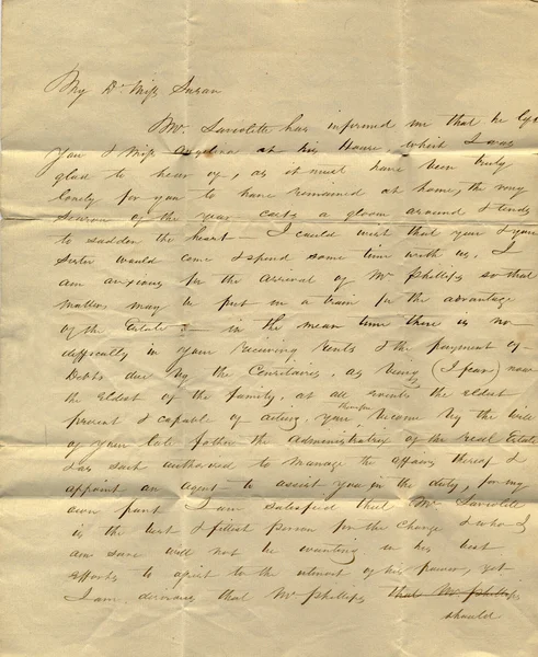 Vecchia lettera della metà del XIX secolo Immagini Stock Royalty Free