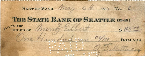 Vintage cheque — Stock Photo, Image
