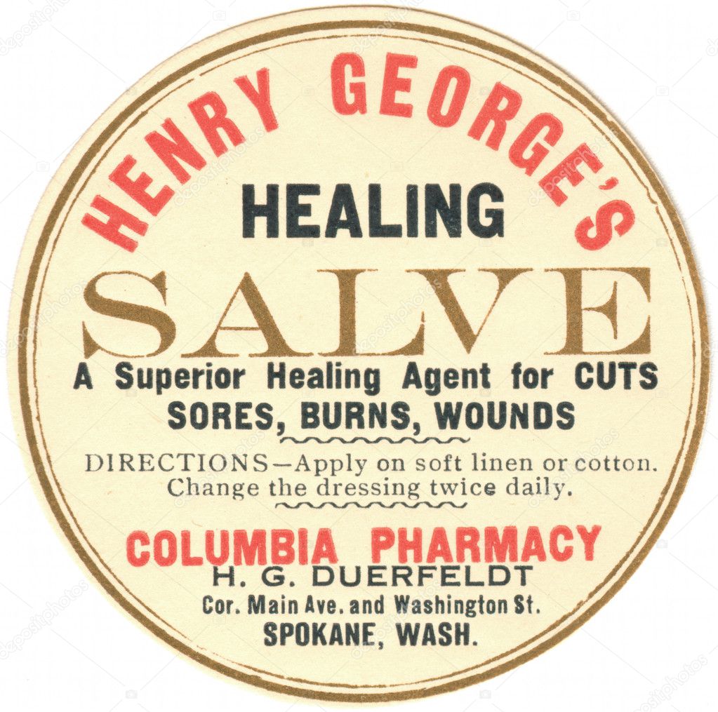 A vintage label for healing salve