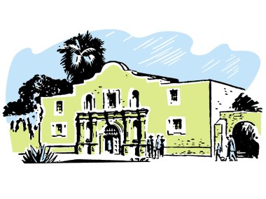 An illustration of a Mexican inspired building clipart