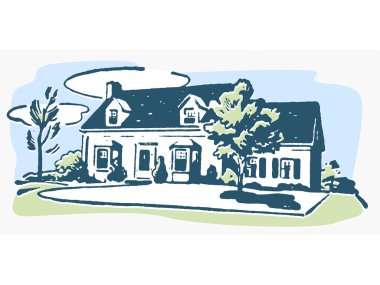 An illustration of a suburban home clipart