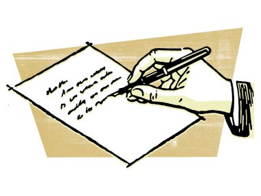 bir mektup yazma el çizimi siyah beyaz versiyonu