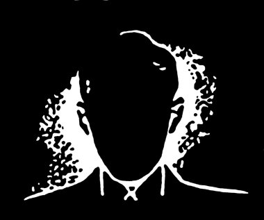 A black and white version of an abstract illustration of a line portrait clipart