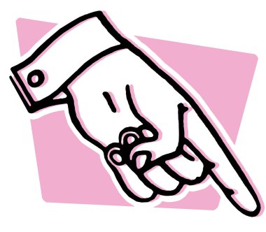 A hand pointing downward clipart