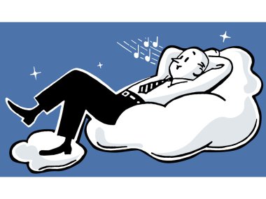 A man resting on a cloud clipart