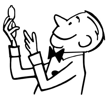 A black and white version of a man looking into a small mirror clipart