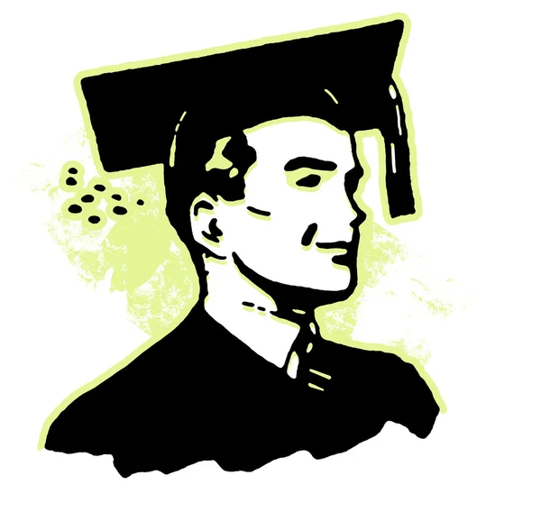 Ретро-изображение молодого человека, одетого в выпускной наряд — стоковое фото