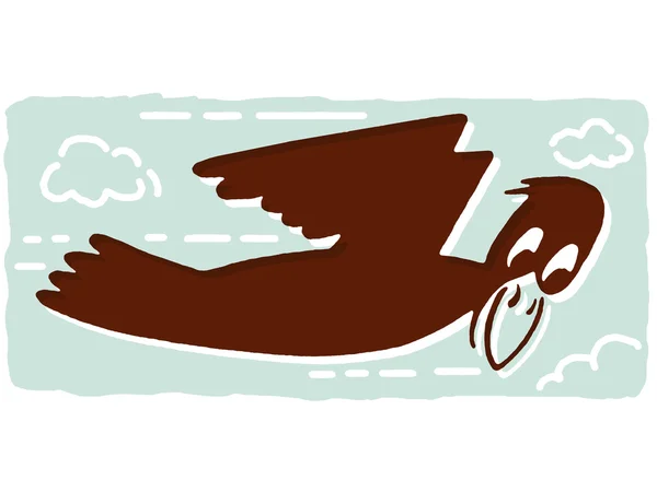 Une image de style dessin animé d'un canard volant — Photo