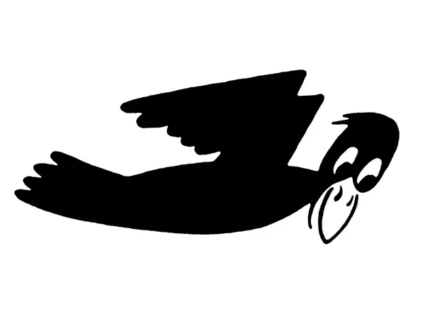Una versione in bianco e nero di un'immagine in stile cartone animato di un'anatra volante — Foto Stock