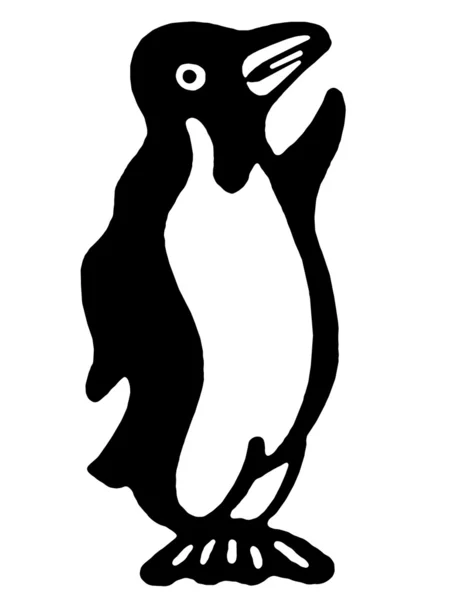 Czarno-białej wersji rysunku pingwina — Zdjęcie stockowe