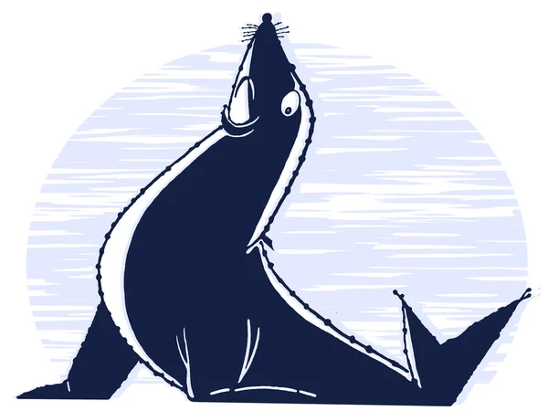 En illustration av en poserad sjölejon — Stockfoto