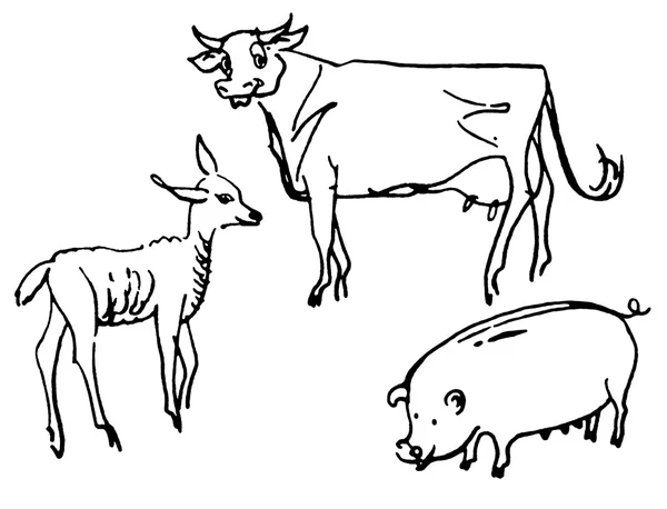Una versión en blanco y negro de una ilustración de una vaca —  Fotos de Stock
