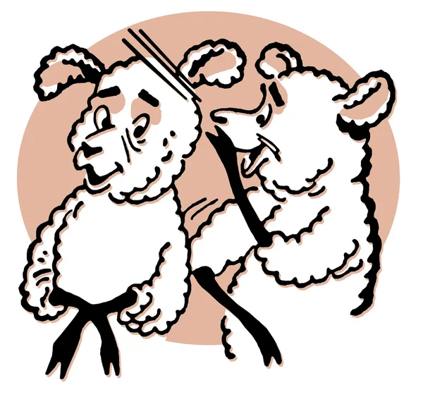 Um desenho de desenho animado de duas ovelhas — Fotografia de Stock
