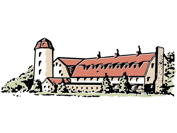 A large farm house and silo — Stock Photo, Image