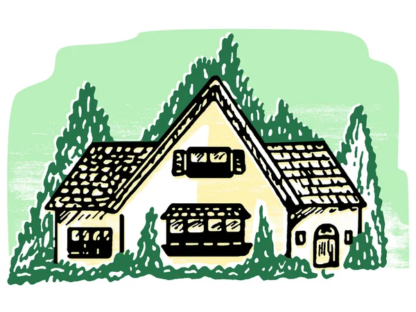 Иллюстрация дома в стиле кошачьего возраста — стоковое фото