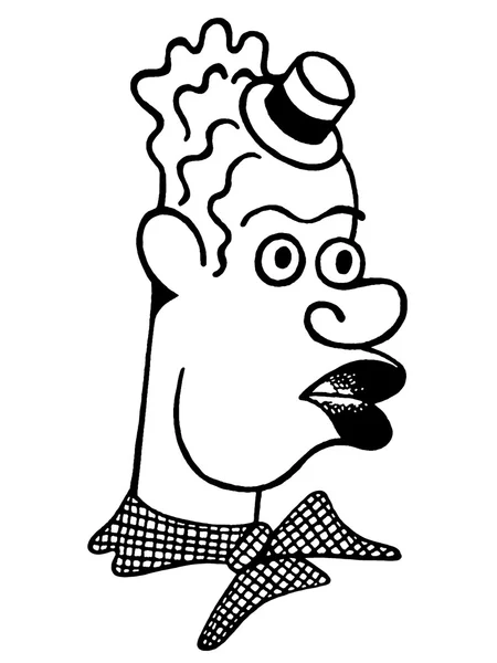 En svartvit version av en illustration av en clown — Stockfoto