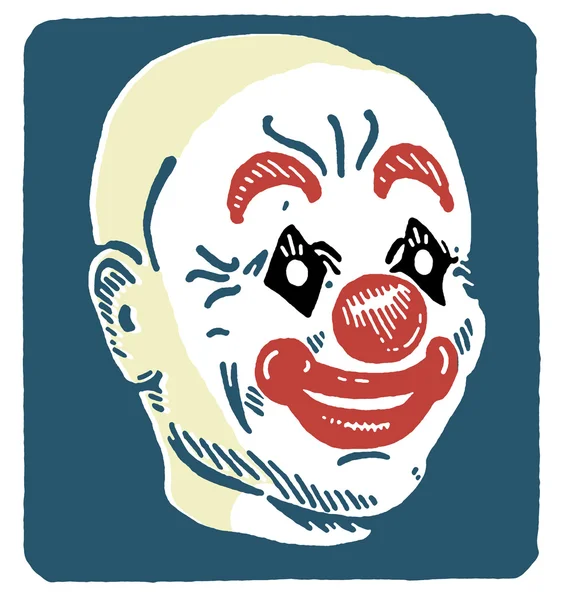 A black and white version of an illustration of a clowns head — Stock Photo, Image