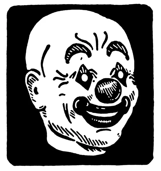 Una versione in bianco e nero di una versione in bianco e nero di un'illustrazione di una testa di clown — Foto Stock