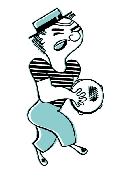 Illustration eines Mannes, der ein Tamburin spielt — Stockfoto