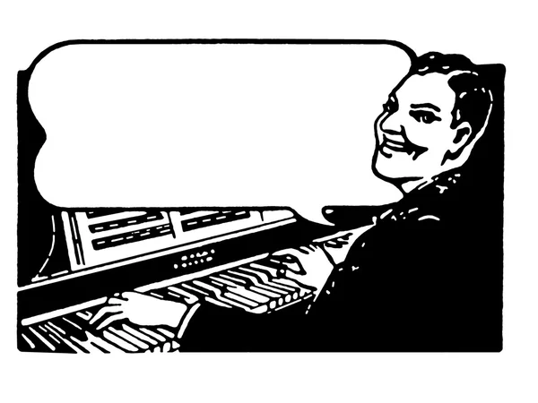 Bir piyano org oynayan bir adam siyah beyaz versiyonu — Stok fotoğraf