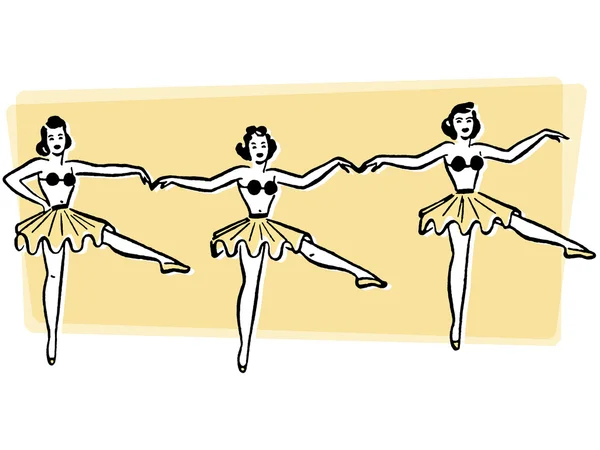 Три балерины танцуют подряд — стоковое фото
