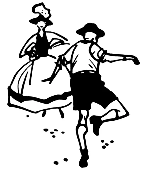 Eine schwarz-weiße Version einer Illustration eines Mannes und einer Frau, die tanzen — Stockfoto