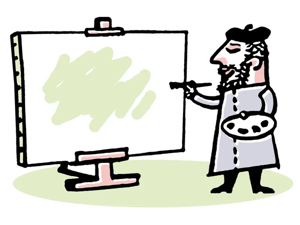 An illustration of a male artist painting on a stretched canvas — Stock Photo, Image