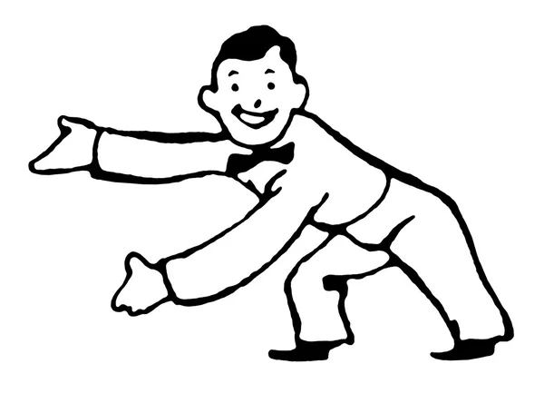 Een zwarte een witte versie van een tekening van een levering man cartoon-stijl — Stockfoto