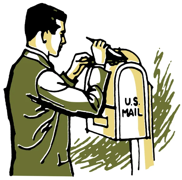 A businessman delivering his mail