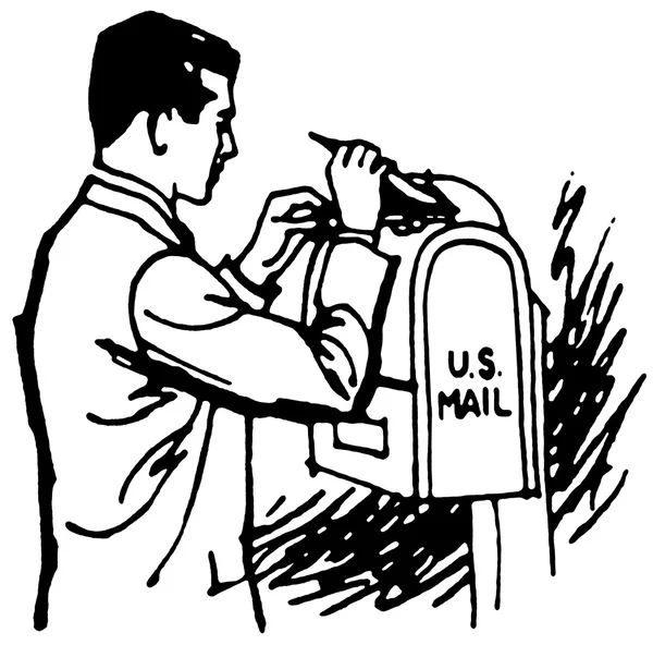 Un negro una versión blanca de un hombre de negocios entregando su correo —  Fotos de Stock
